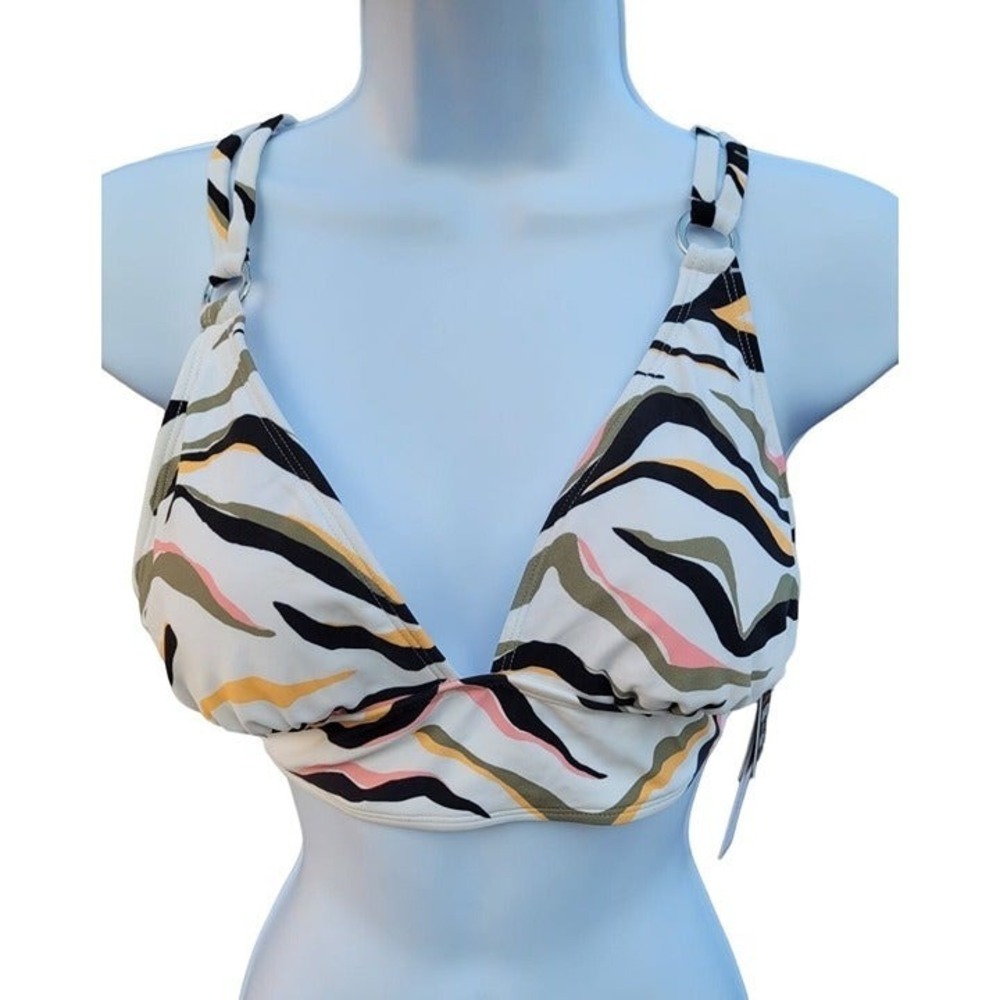 Salt + Cove Womens XL Zebra Print Triangle Bikini Top White Multi NWT